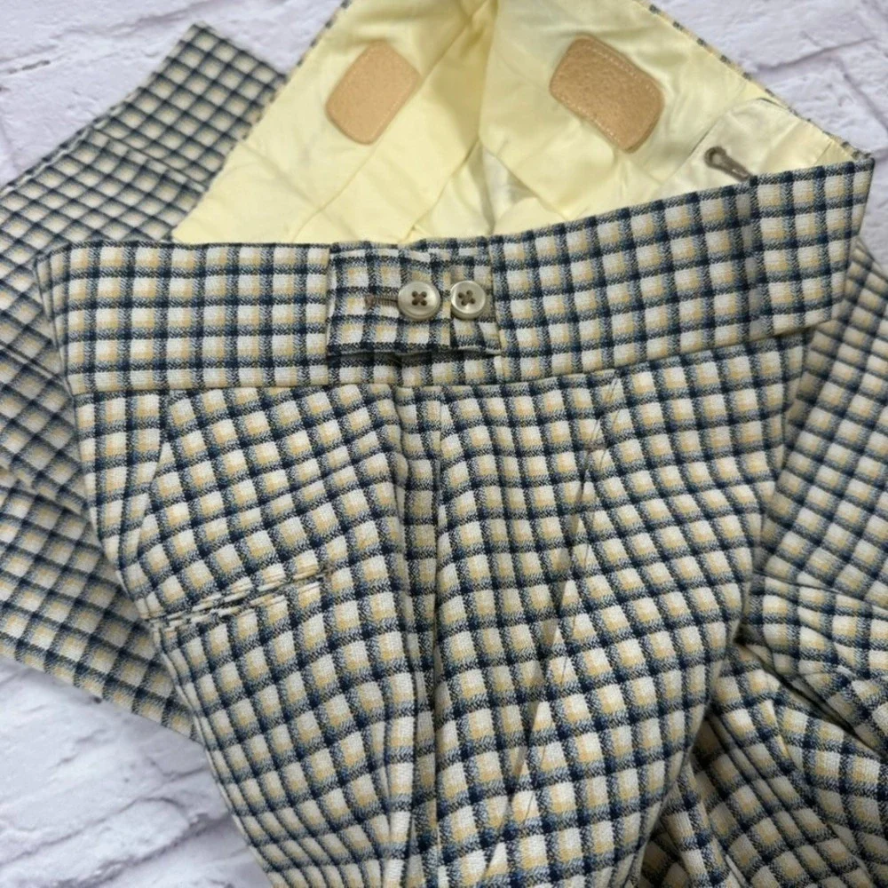 Vintage Hickey Freeman for Sakowitz Pants Mens 30x29 Flat Front Checkered - Picture 10 of 13